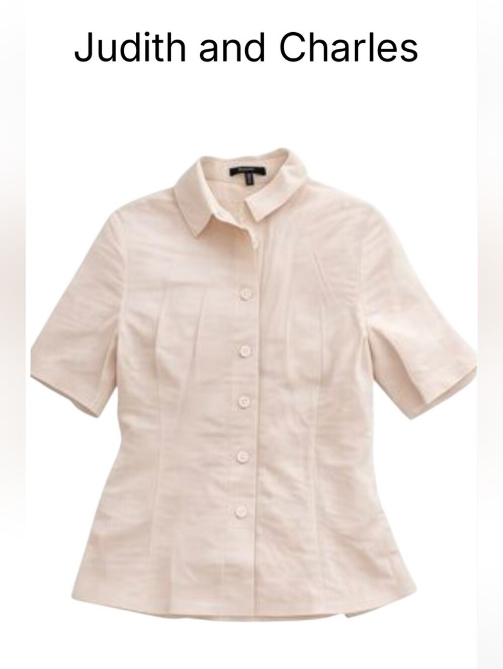 BNWOT Judith & Chatles Short-Sleeve Button Front Linen Shirt In Peach Sz 10